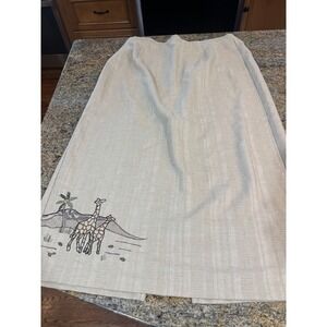 Vtg Alfred Dunner Womens Skirt Size‎ 16 Beige Giraffe Embroidered Maxi Safari